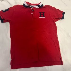 Red polo boys Tommy Hilfiger shirt. Size 12/14